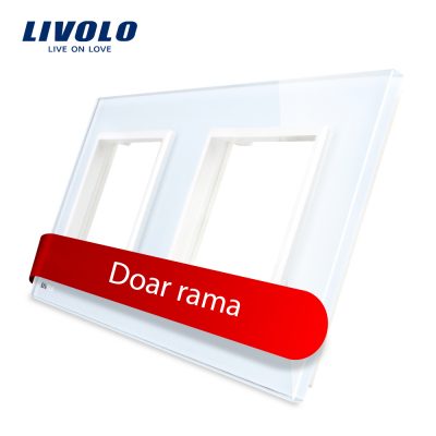 Rama priza dubla Livolo din sticla Alb BB-C7-SR-SR-11