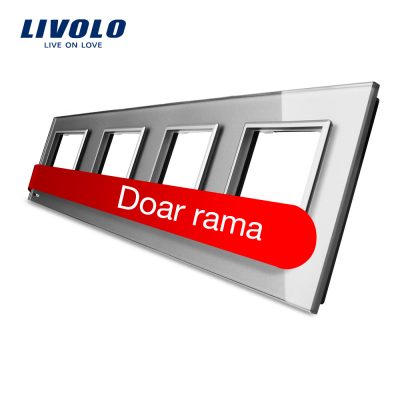Rama priza cvadrupla Livolo din sticla Gri BB-C7-4SR-15