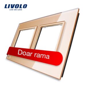 Rama priza dubla Livolo din sticla Auriu BB-C7-SR-SR-13