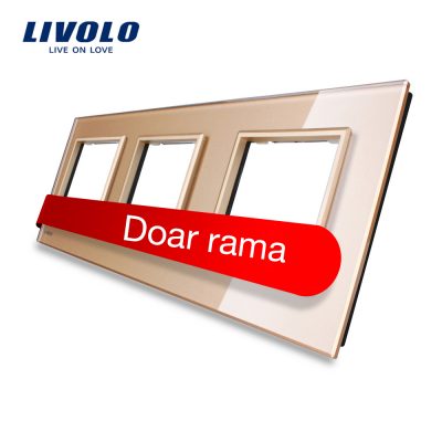 Rama priza tripla Livolo din sticla Auriu BB-C7-SR-SR-SR-13