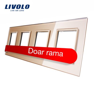 Rama priza cvadrupla Livolo din sticla Auriu BB-C7-4SR-13