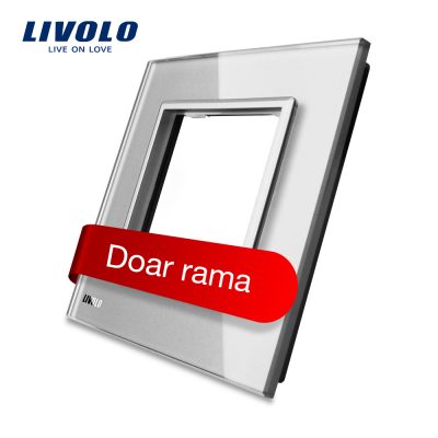 Rama priza simpla Livolo din sticla Gri BB-C7-SR-15