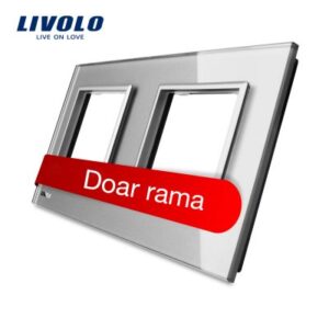 Rama priza dubla Livolo din sticla Gri BB-C7-SR-SR-15