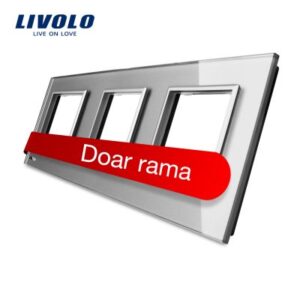 Rama priza tripla Livolo din sticla Gri BB-C7-SR-SR-SR-15