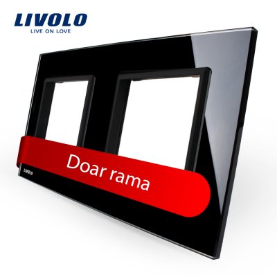 Rama priza dubla Livolo din sticla Negru BB-C7-SR-SR-12
