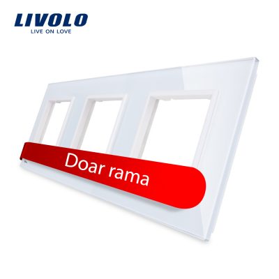 Rama priza tripla Livolo din sticla Alb BB-C7-SR-SR-SR-11